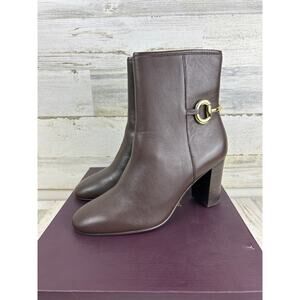 Johnston & Murphy Charlotte womens 8 1/2 brown leather bit ankle bootie new
